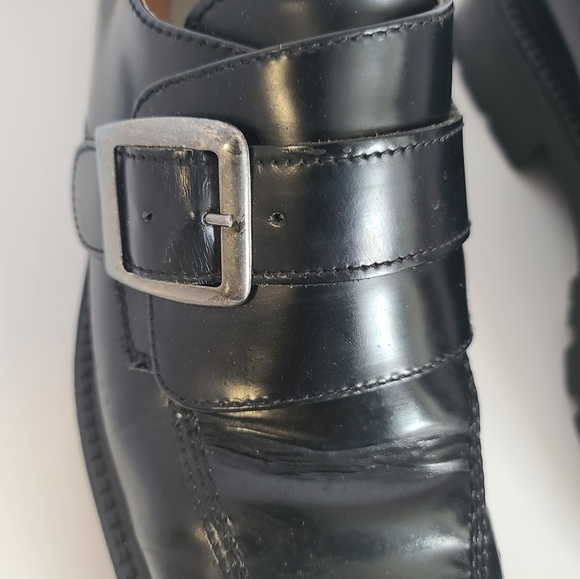 SOLD!! ALDO Chunky Heel Vintage Mens Black Patent Leather Slip-On Shoes Size 44 - Picture 10 of 14